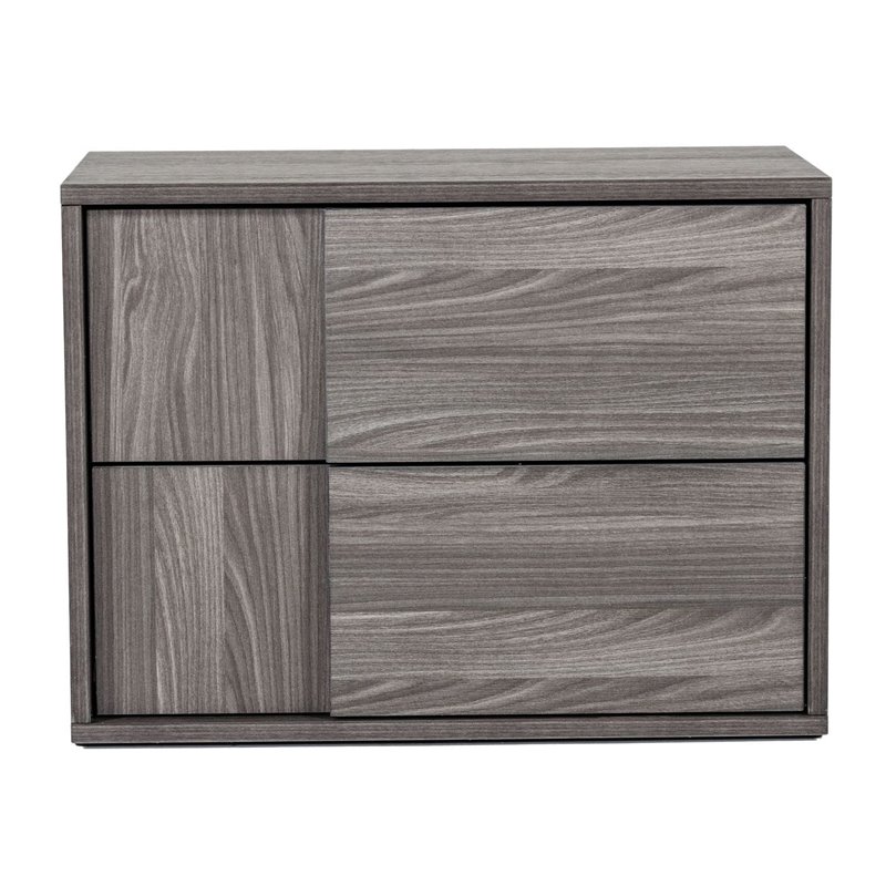 Modrest Asus 2-Drawer Self Closing Modern MDF Wood Nightstand in Matte Elm Gray