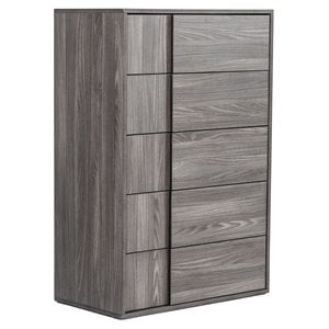 Modrest Asus 5-Drawer Self Closing Modern MDF Wood Chest in Matte Elm Gray