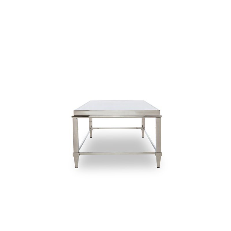 Modrest Agar Modern Stainless Steel & Glass Coffee Table in Silver