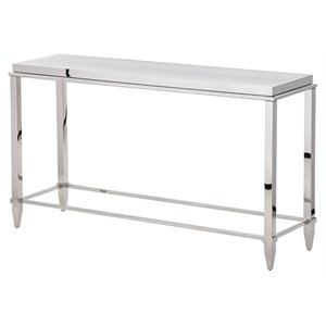 Modrest Agar Modern Stainless Steel & Glass Console Table in Silver
