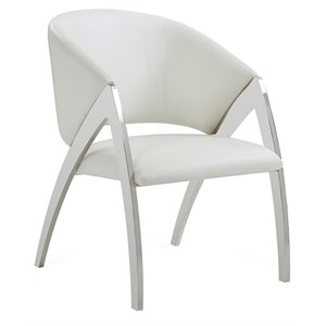Modrest Rabia Modern Faux Leather Upholstered Accent Chair in White