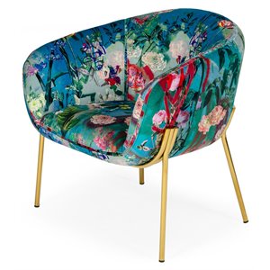 Modrest Falco Contemporary Velvet & Stainless Steel Accent Chair in Multi-Color