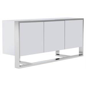 Modrest Fauna 3-Door Modern Stainless Steel & Wood Buffet in White Glossy