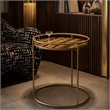 Modrest Gilcrest Stainless Steel & Faux Marble End Table in Brown/Gold