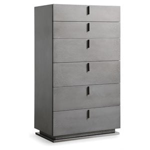 Modrest Buckley 6-Drawer Self Closing Modern MDF Wood & Metal Chest in Gray