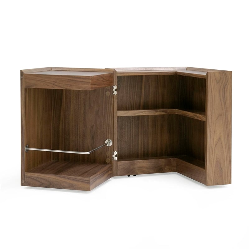 Modrest Delight Square Modern Wood Veneer End Table with Wheels in Walnut