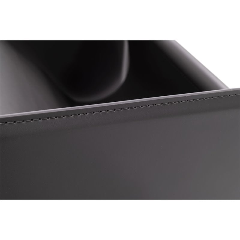 Modrest Uriah Modern Stainless Steel & Leather Magazine Rack in Gray