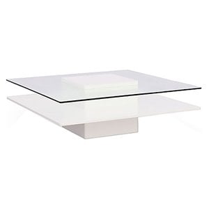 Modrest Clarion Modern Tempered Glass Coffee Table in White/Clear