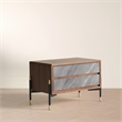 Modrest Metcalf 2-Drawer Mid-Century Wood Nightstand in Walnut/Gray