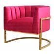 Modrest Landau Velvet & Stainless Steel Upholstered Accent Chair in Pink/Gold