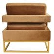 Modrest Edna Velvet & Stainless Steel Accent Chair in Camel Brown/Gold