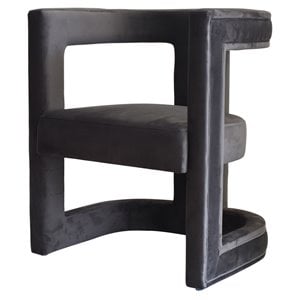 Modrest Kendra Cage-Style Back Velvet Upholstered Accent Chair in Dark Gray
