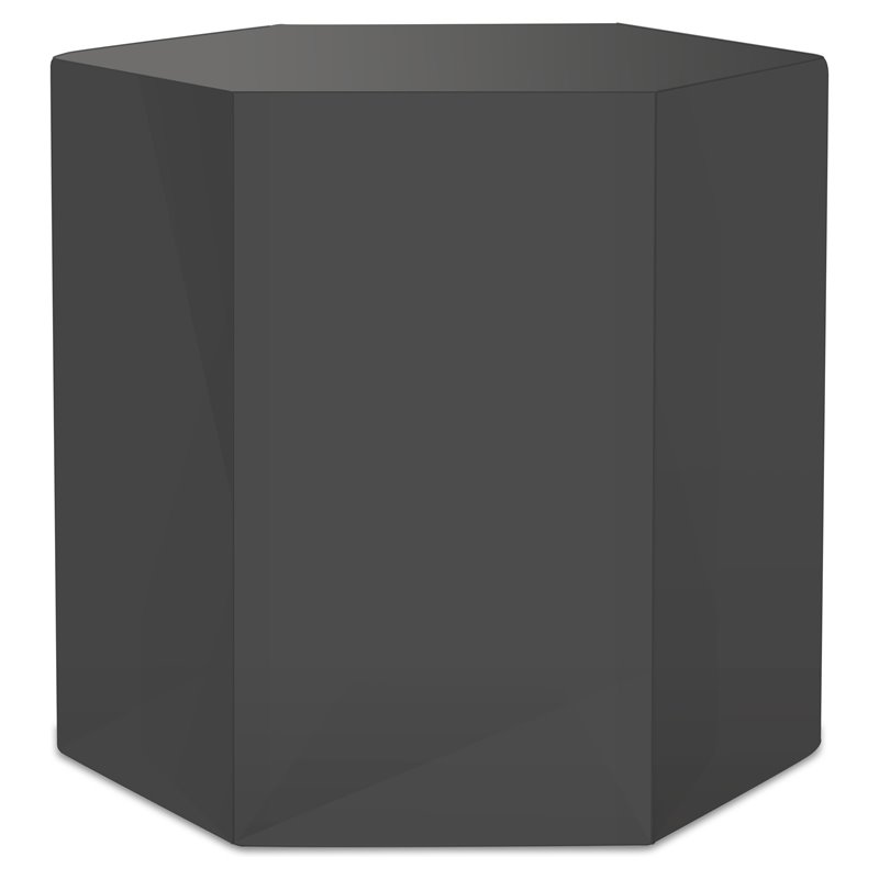 Modrest Newmont Hexagonal Medium MDF Wood Veneer End Table in Gray High Gloss