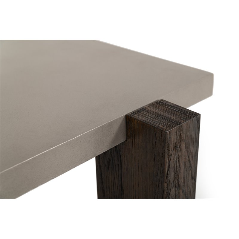 Modrest Milton Solid Wood & Concrete Coffee Table in Dark Gray/Walnut