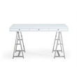 Modrest Ostrow 3-Drawer Rectangular Stainless Steel Writing Desk in White