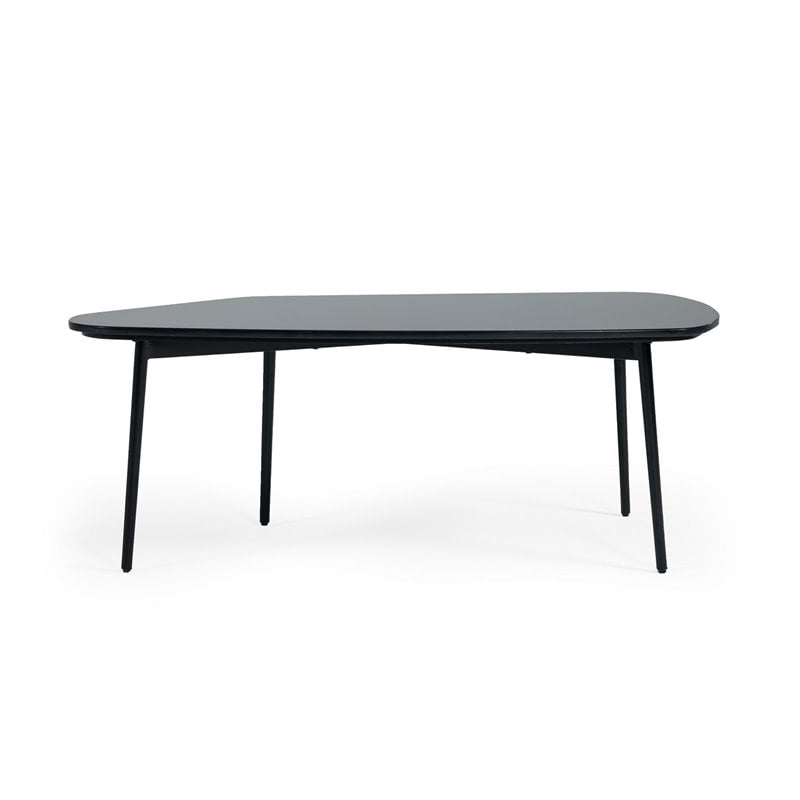 Modrest Andros Tubular Contemporary Metal and Marble Coffee Table in Black