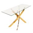 Modrest Pyrite Modern Glass & Stainless Steel Console Table in Gold/Clear