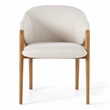 Modrest Lunde Fabric & Vegan Leather Dining Arm Chair in Walnut/Cream