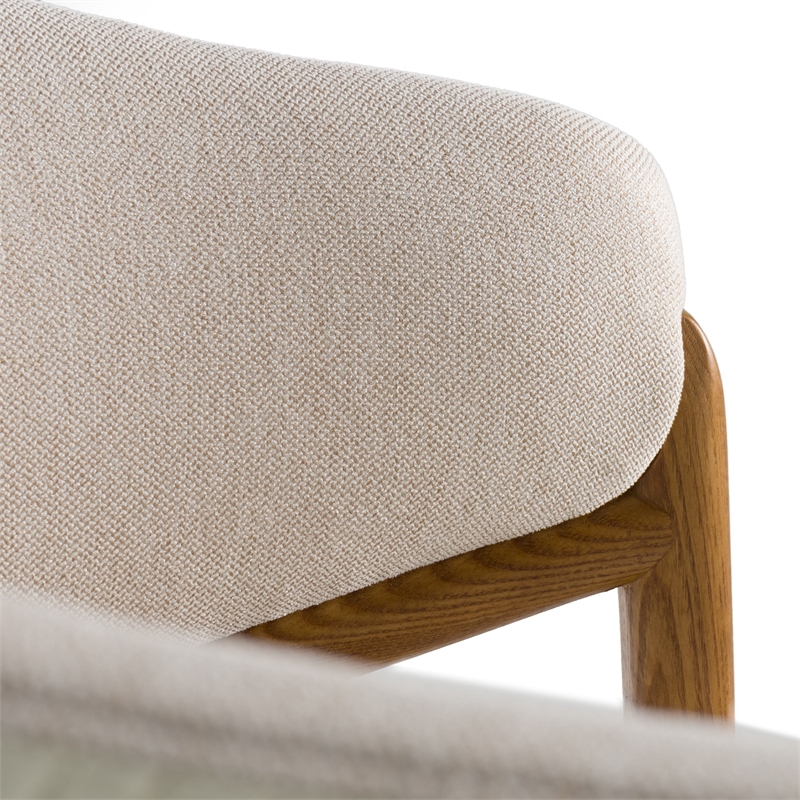Modrest Lunde Fabric & Vegan Leather Dining Arm Chair in Walnut/Cream