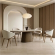 Modrest Lunde Fabric & Vegan Leather Dining Arm Chair in Walnut/Cream