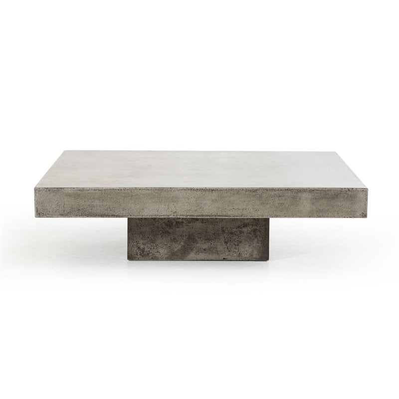 Modrest Morley Square Modern Concrete Stone Coffee Table in Dark Gray