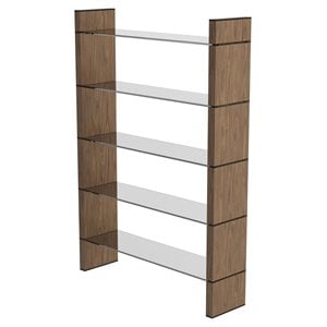 Modrest Glencoe Open Back Modern Glass and Veneer Bookshelf in Walnut