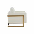 Modrest Prince Contemporary Fabric & Metal Accent Chair in White/Gold