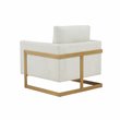 Modrest Prince Contemporary Fabric & Metal Accent Chair in White/Gold