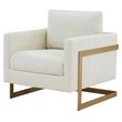 Modrest Prince Contemporary Fabric & Metal Accent Chair in White/Gold