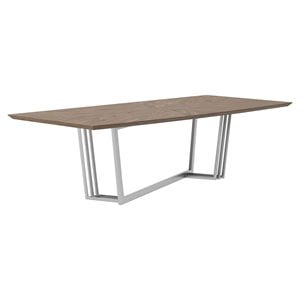 Modrest Gilroy Modern Stainless Steel & Wood Dining Table in Walnut