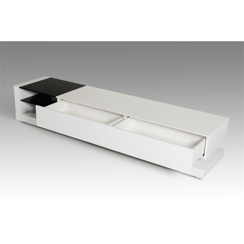 Modrest Mali Modern Wood & Glass TV Stand for TVs up to 79