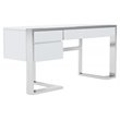 Modrest Fauna 3-Drawer Modern Stainless Steel & MDF Wood Desk in White