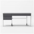 Modrest Fauna 3-Drawer Modern Stainless Steel & MDF Wood Desk in Elm Gray