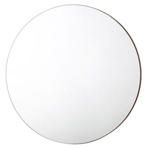 Modrest Paula 32x32&quot Round Mid-Century Glass Mirror in Walnut/Clear