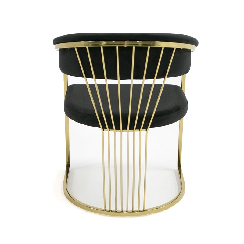 Modrest Linda Upholstered Modern Velvet Dining Chair in Black/Gold