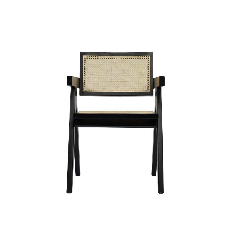 Modrest Aurora Modern Rattan Dining Arm Chair in Wenge Dark Wood