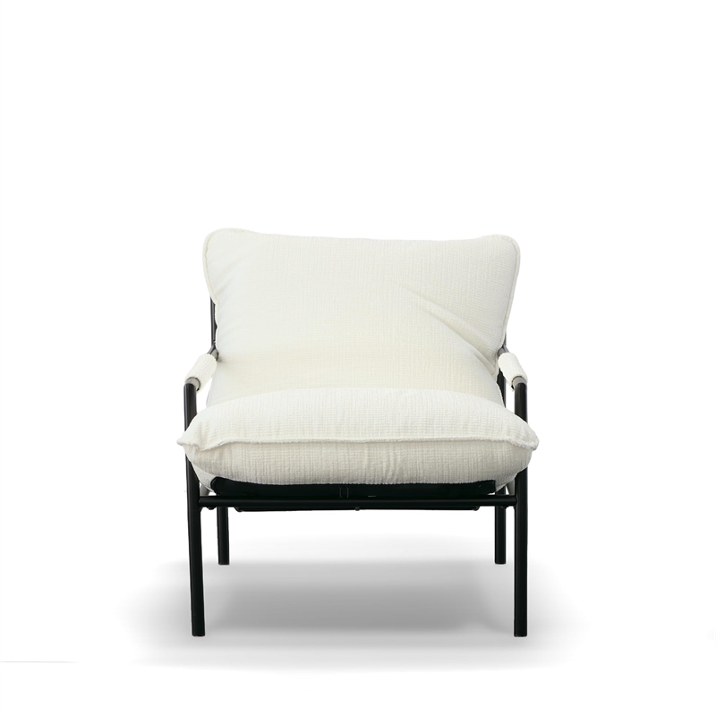 Modrest Calumet Upholstered Modern Fabric Accent Chair in White