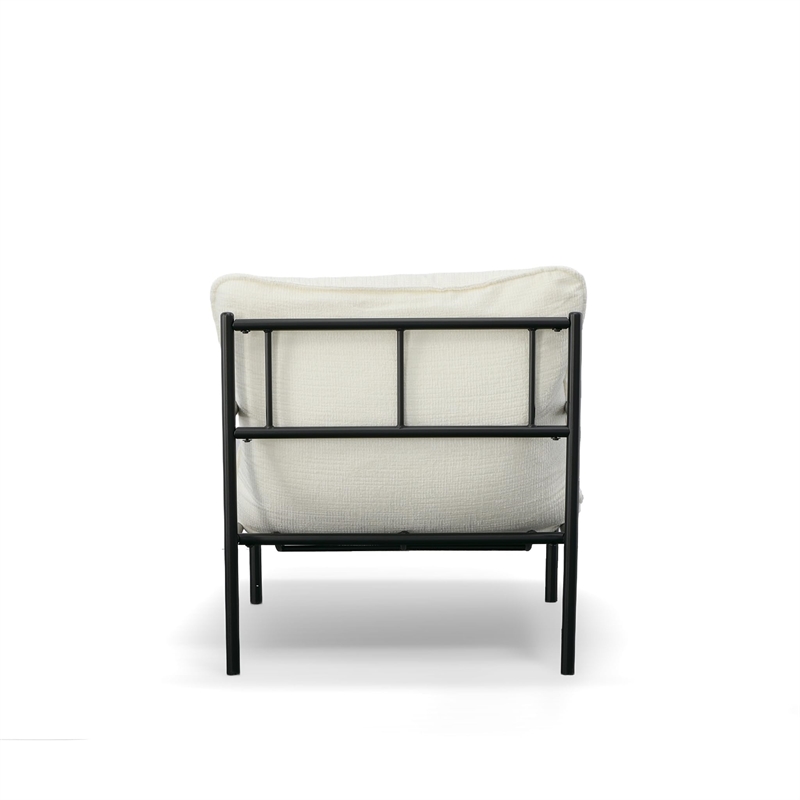 Modrest Calumet Upholstered Modern Fabric Accent Chair in White