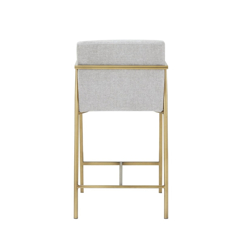Modrest Burnham Upholstered Modern Fabric Counter Stool in Light Gray