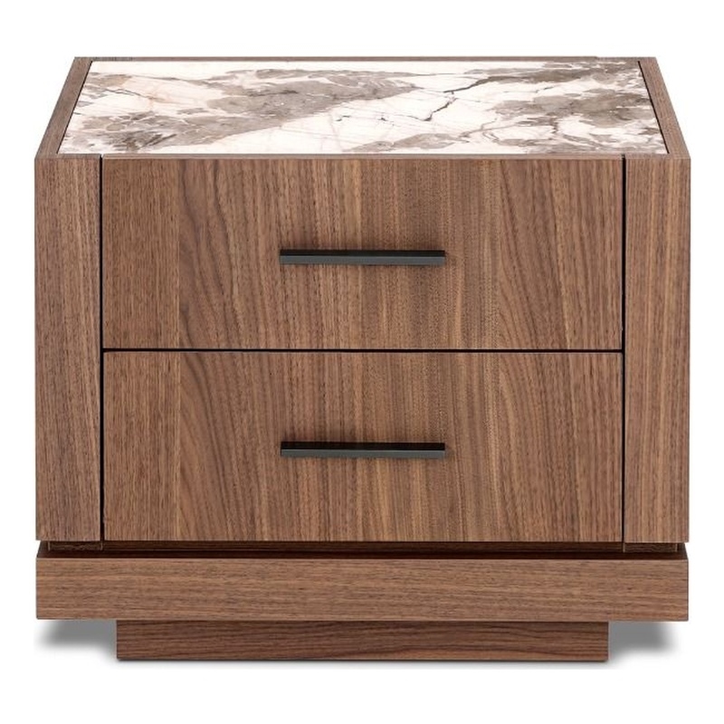 Modrest Nova Domus Bailey 2-Drawer Engineered Wood Nightstand in Walnut