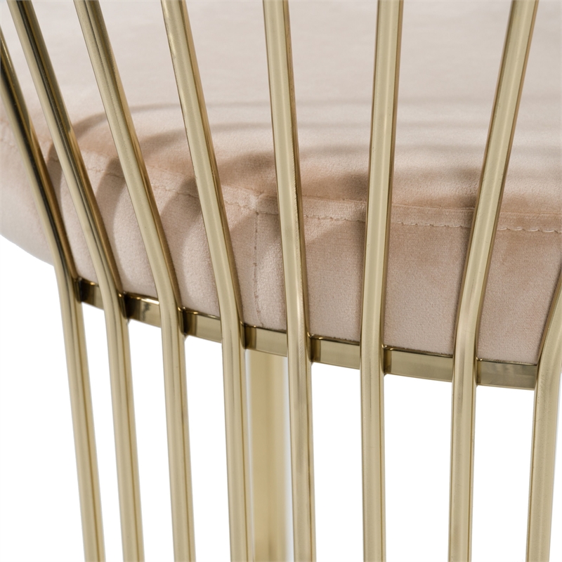 Modrest Linda Upholstered Modern Velvet Dining Chair in Beige/Gold