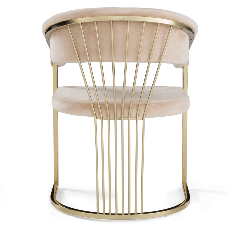 Modrest Linda Upholstered Modern Velvet Dining Chair in Beige/Gold