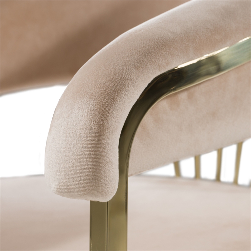 Modrest Linda Upholstered Modern Velvet Dining Chair in Beige/Gold