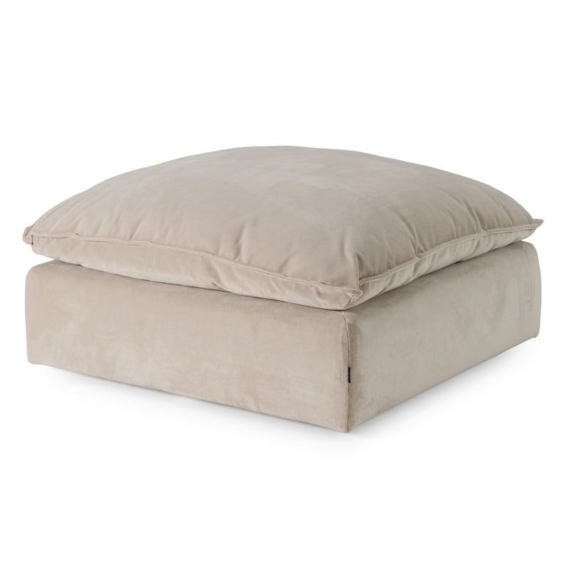 Modrest Divani Casa Garman Upholstered Modern Fabric Ottoman in Light Gray