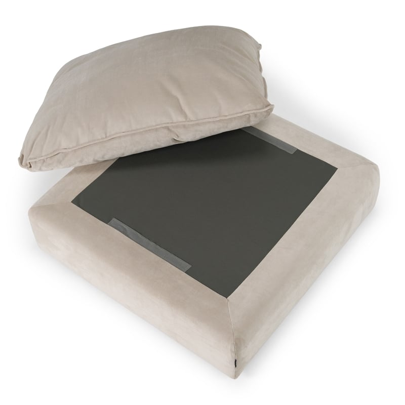 Modrest Divani Casa Garman Upholstered Modern Fabric Ottoman in Light Gray