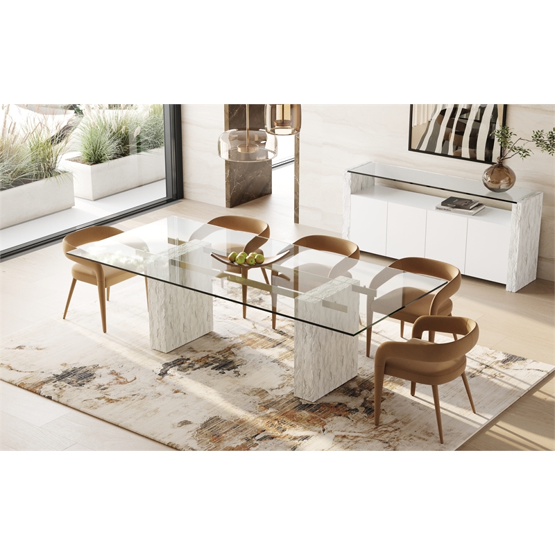 Modrest Mundra Modern Tan Fabric Dining Chair