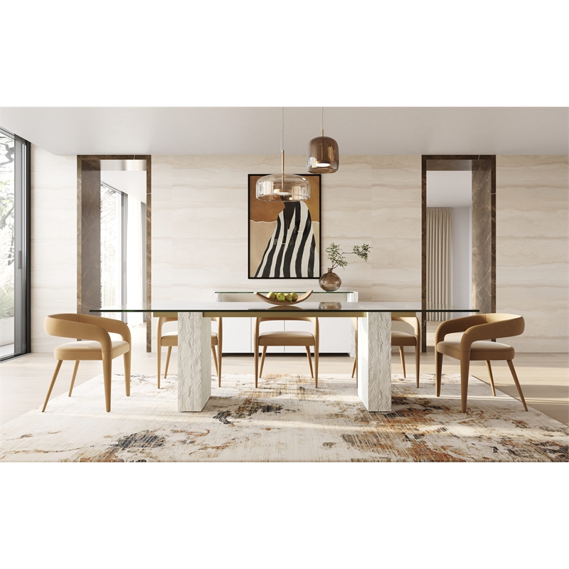 Modrest Mundra Modern Tan Fabric Dining Chair