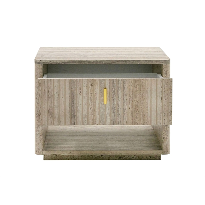 Nova Domus Roma - Modern Travertine + Gold Nightstand