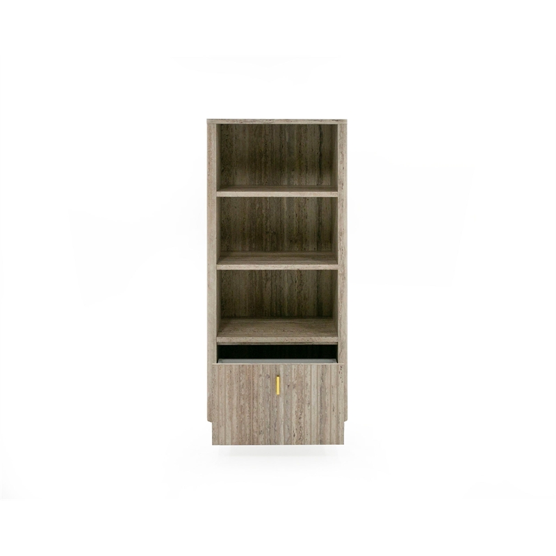 Nova Domus Roma - Modern Travertine + Gold Bookcase