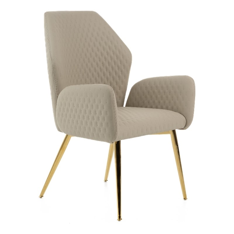 Modrest Empress Modern Dining Chair in Beige Patterned Leather